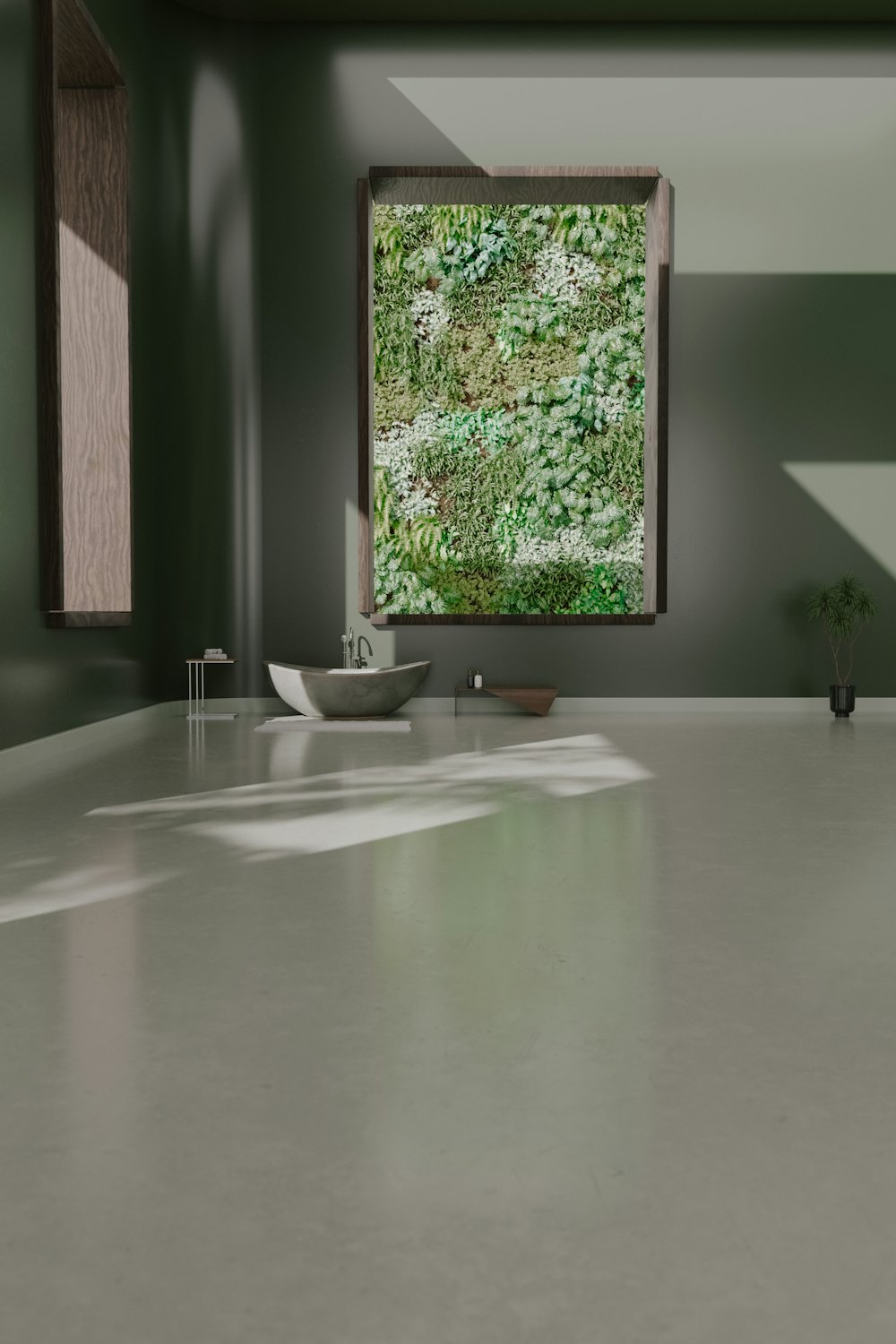 Ambiente interno com painel de jardim vertical